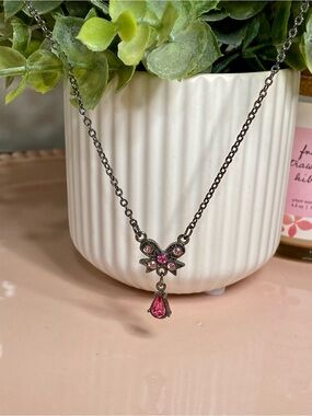 Delicate Pink Bow Pendant Necklace